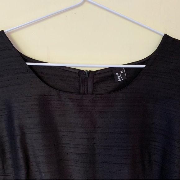 Shiny black silk long pleated dress with slits and short blazer 2 Pc suit US 12 - Picture 12 of 16